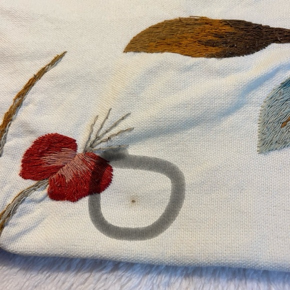 Pottery Barn Pillow Cover Crewel Embroidered Cotton 24x24 - Picture 5 of 7